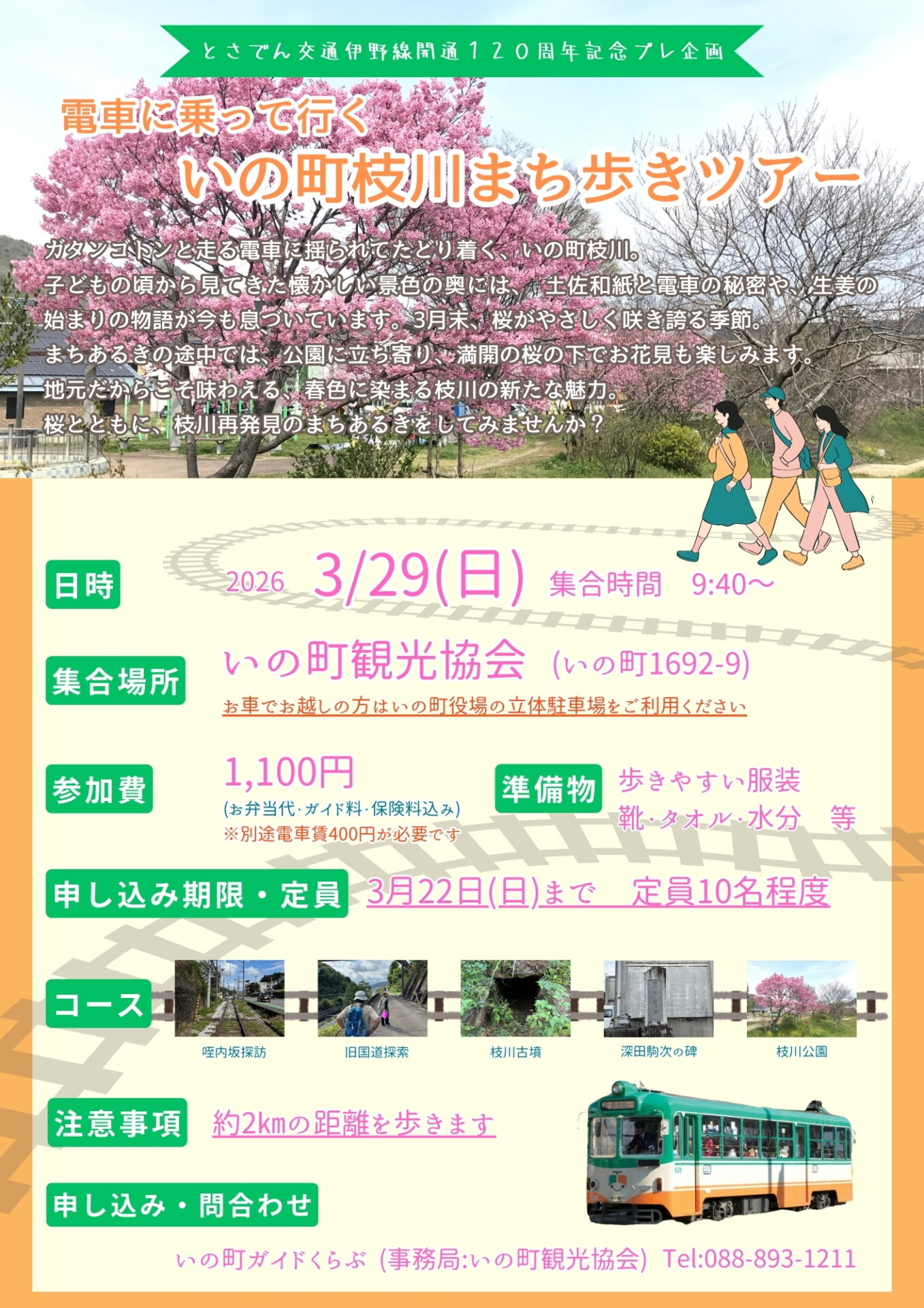 電車に乗って行く いの町枝川まち歩きツアー